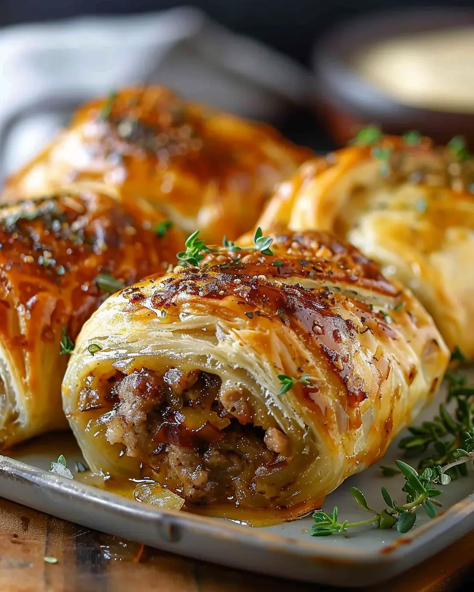 Savory French Onion Sausage Rolls – Indulgent, Flaky, and Flavorful