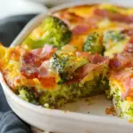 Broccoli Cheddar Egg Bake with Turkey Bacon