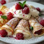 Raspberry Vanilla Cream Crepes