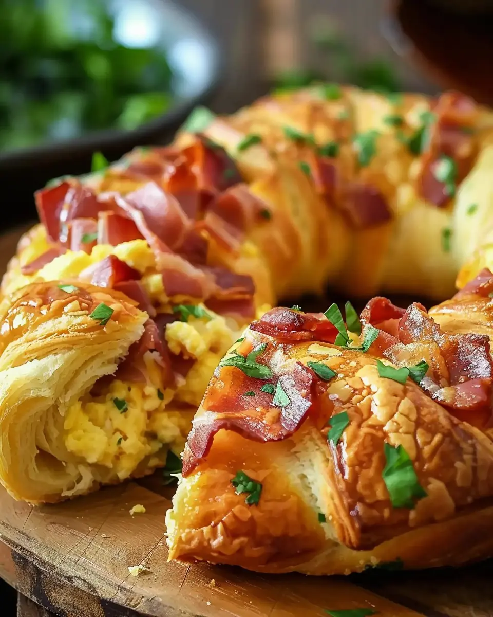 Easy Crescent Breakfast Ring Recipe: A Cozy Morning Delight with Turkey Bacon and Chicken Ham