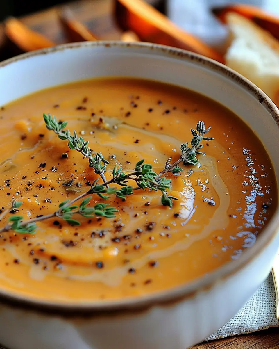 Savory Italian Sweet Potato Soup with Turkey Bacon Delight