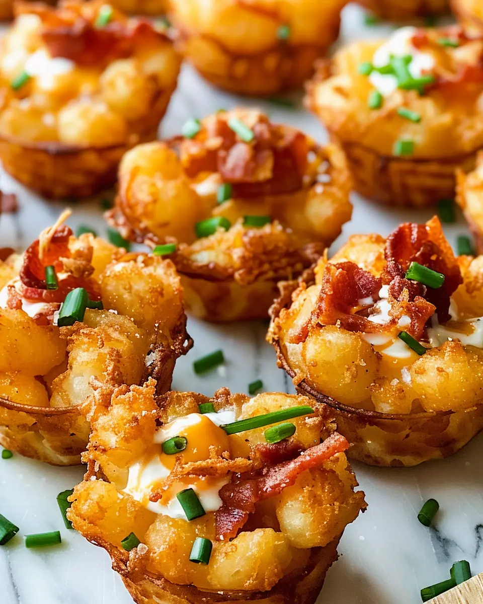 Tater Tot Appetizer Cups: Easy Turkey Bacon and Chicken Ham Delight