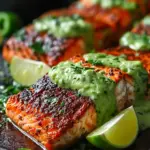 Baked Cajun Salmon With Creamy Avocado Lime Sauce