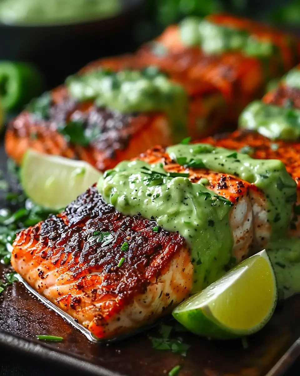 Baked Cajun Salmon with Creamy Avocado Lime Sauce Recipe Delight